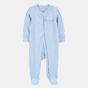 Dog Pocket 2-Way Zip Ribbed Sleep & Play Pajamas - Blue