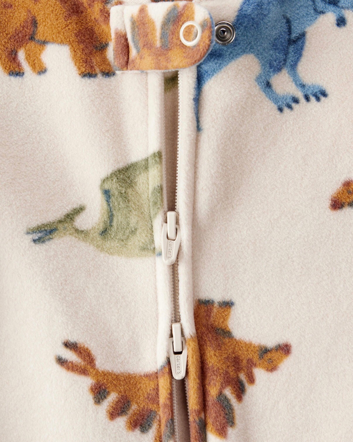 Dinosaur Loose Fit Long-Sleeve Sleep & Play Pajamas- Cream