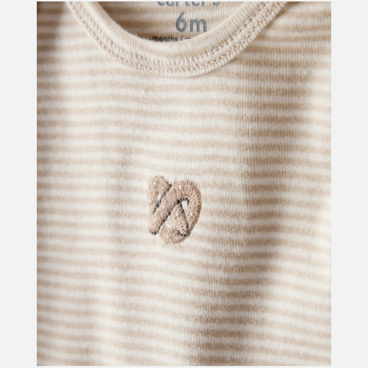 Baby 4-Pack Snack Time Long-Sleeve Multipack Bodysuits - Blue/White/Brown