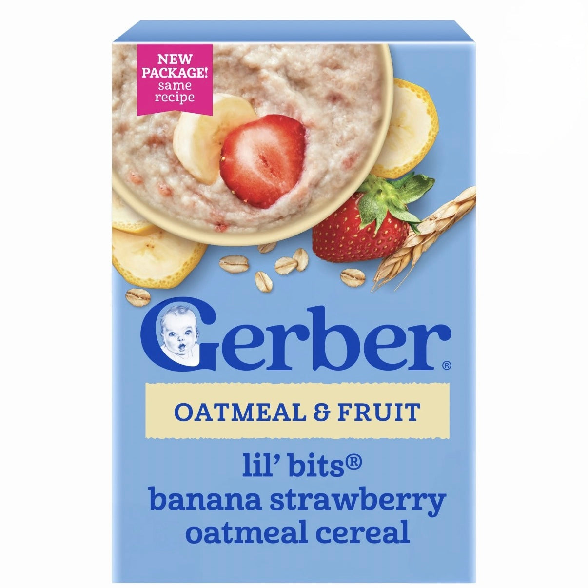 Gerber Lil bits oatmeal banana strawberry cereal 227g (New Packaging)