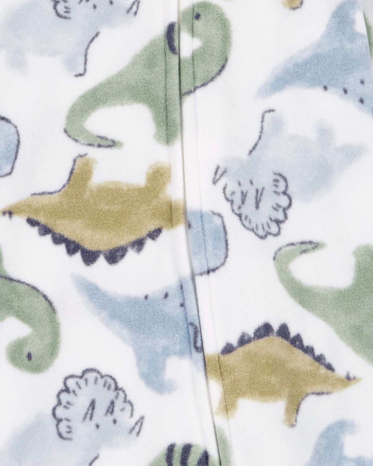 Dinosaur Print Loose Fit Long Sleeve Sleep & Play Pajamas- White