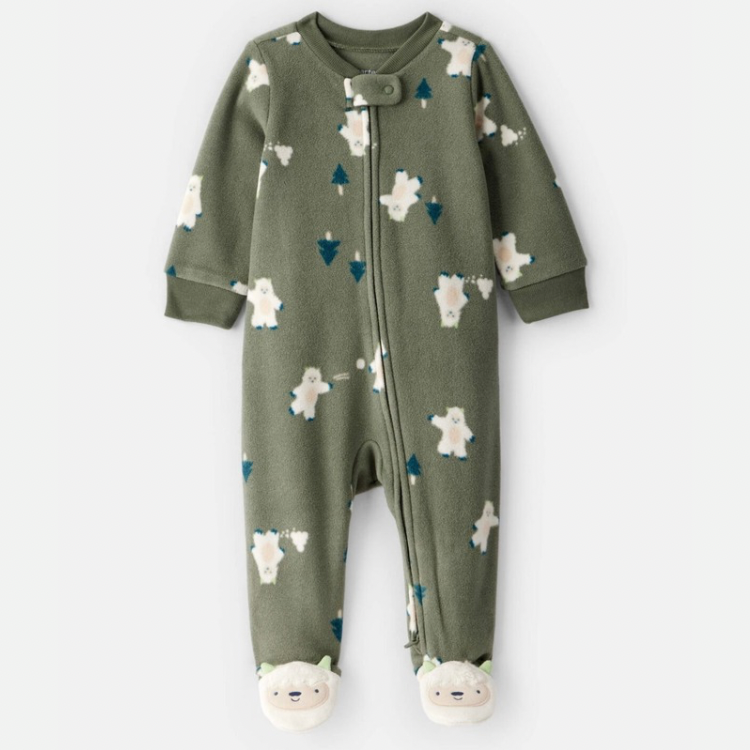 Yeti fleece loose fit 2 way zip sleep & play pajamas