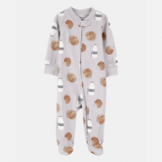 Milk & Cookies 2-Way Zip Cotton Sleep & Play Pajamas - Grey