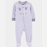 Baby Girl Bunny Loose Fit Long-Sleeve Sleep & Play Pajamas- Purple