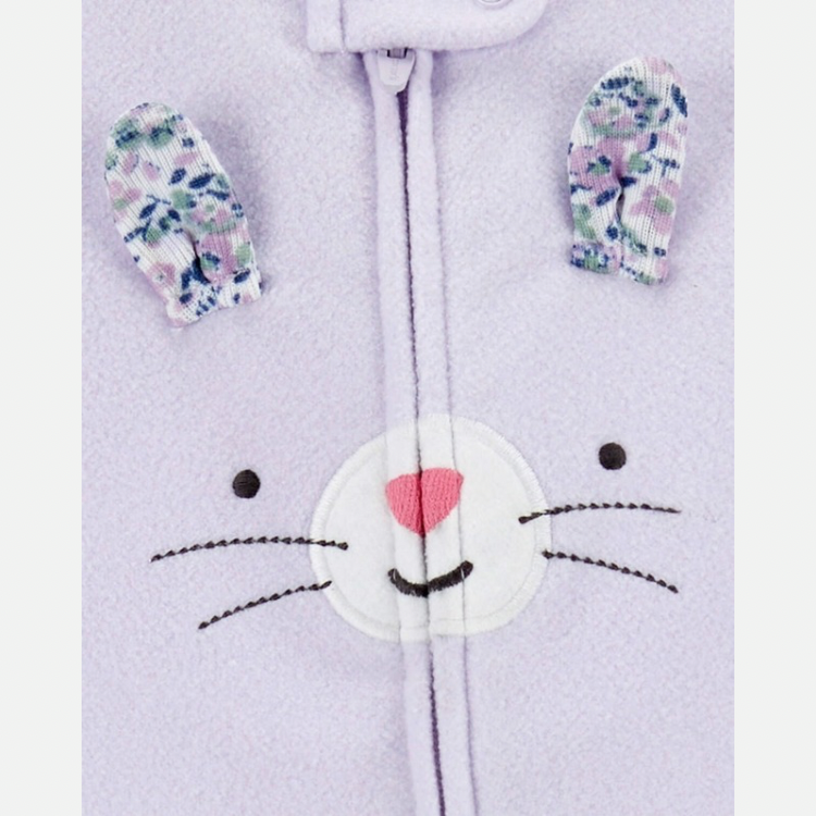 Baby Girl Bunny Loose Fit Long-Sleeve Sleep & Play Pajamas- Purple