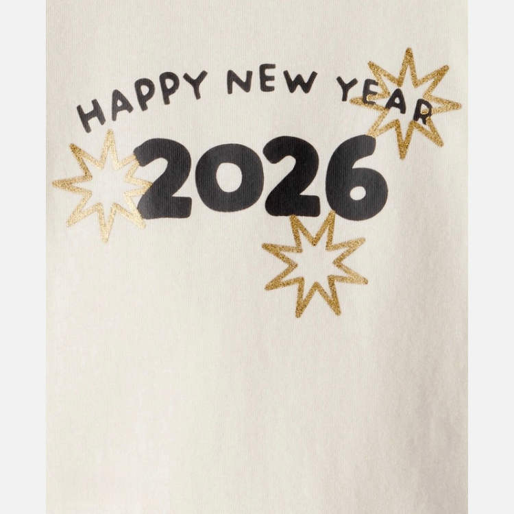Baby New Year's Long-Sleeve Graphic Bodysuit - Cream