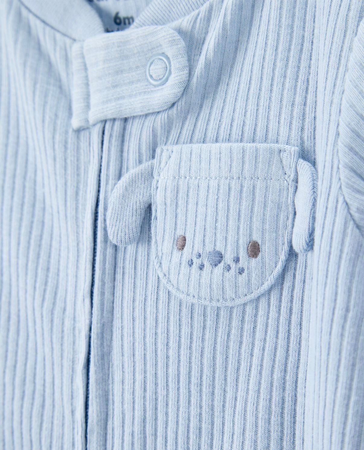 Dog Pocket 2-Way Zip Ribbed Sleep & Play Pajamas - Blue