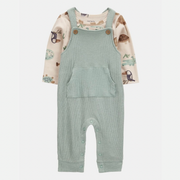 Baby 2-Piece Long-Sleeve Tee & Waffle Knit Coverall Set - Green