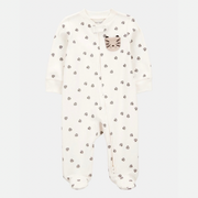 Baby Tiger Print 2-Way Zip Cotton Sleep & Play Pajamas - Ivory