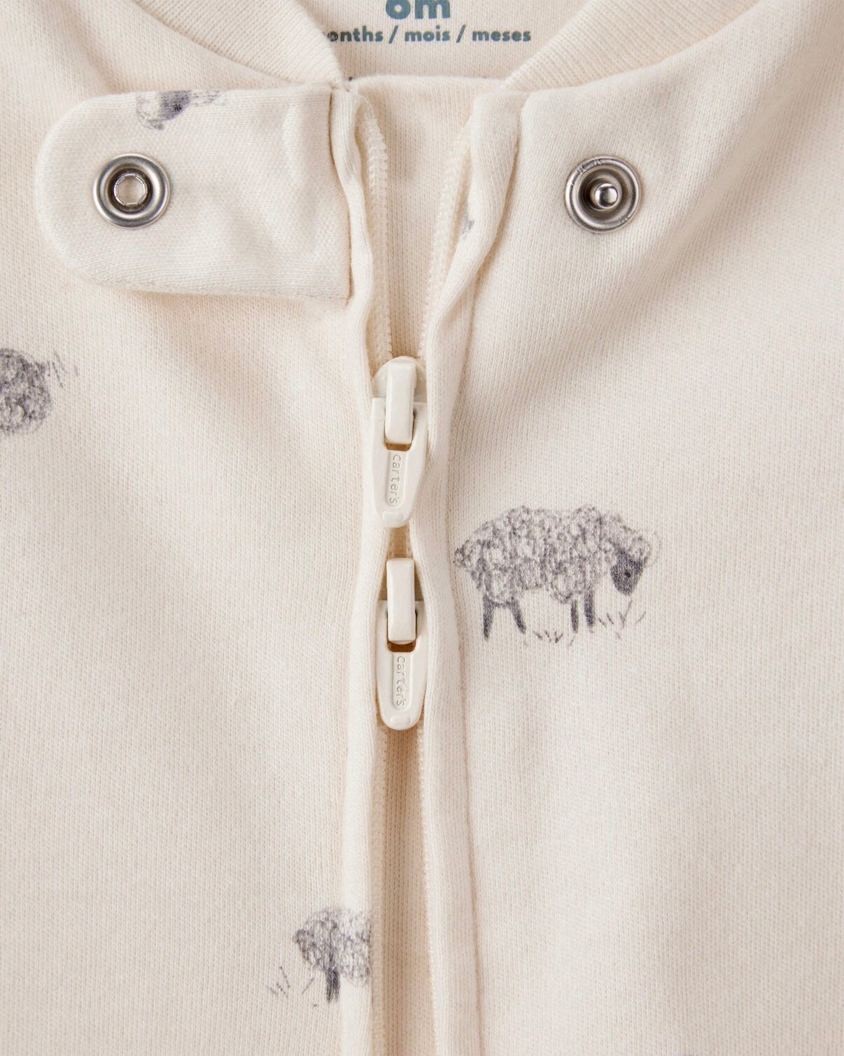 Sheep Print 100% Cotton Long-Sleeve Sleep & Play Pajamas - Ivory