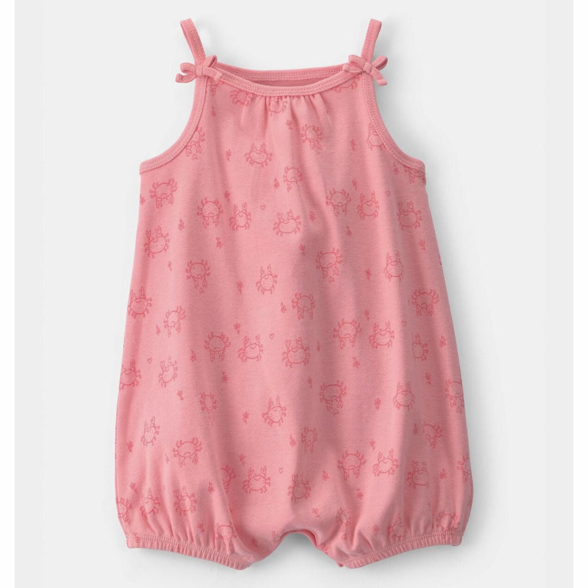 Baby Girl Crab Sleeveless Romper-Pink