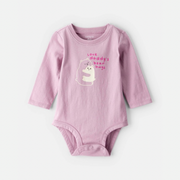 Baby Girl Bear Hugs Long-Sleeve Graphic Bodysuit - Pink