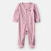 Baby Girl Strawberry Print 100% Cotton Sleep & Play Pajamas- Pink