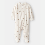 Pastry Print Cotton Long-Sleeve Snug Fit Sleep & Play Pajamas - Cream