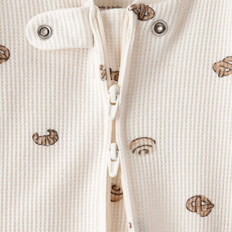 Pastry Print Cotton Long-Sleeve Snug Fit Sleep & Play Pajamas - Cream