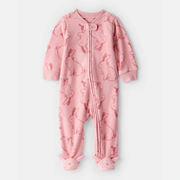 Bunny Print Fleece Long-Sleeve Loose Fit Sleep & Play Pajamas - Pink