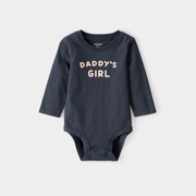 Baby Girl "Daddy's Girl" Cotton Long-Sleeve Graphic Bodysuit - Navy Blue