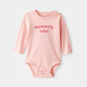 Baby Girl 'Mommy's Mini' Cotton Long-Sleeve Graphic Bodysuit - Pink