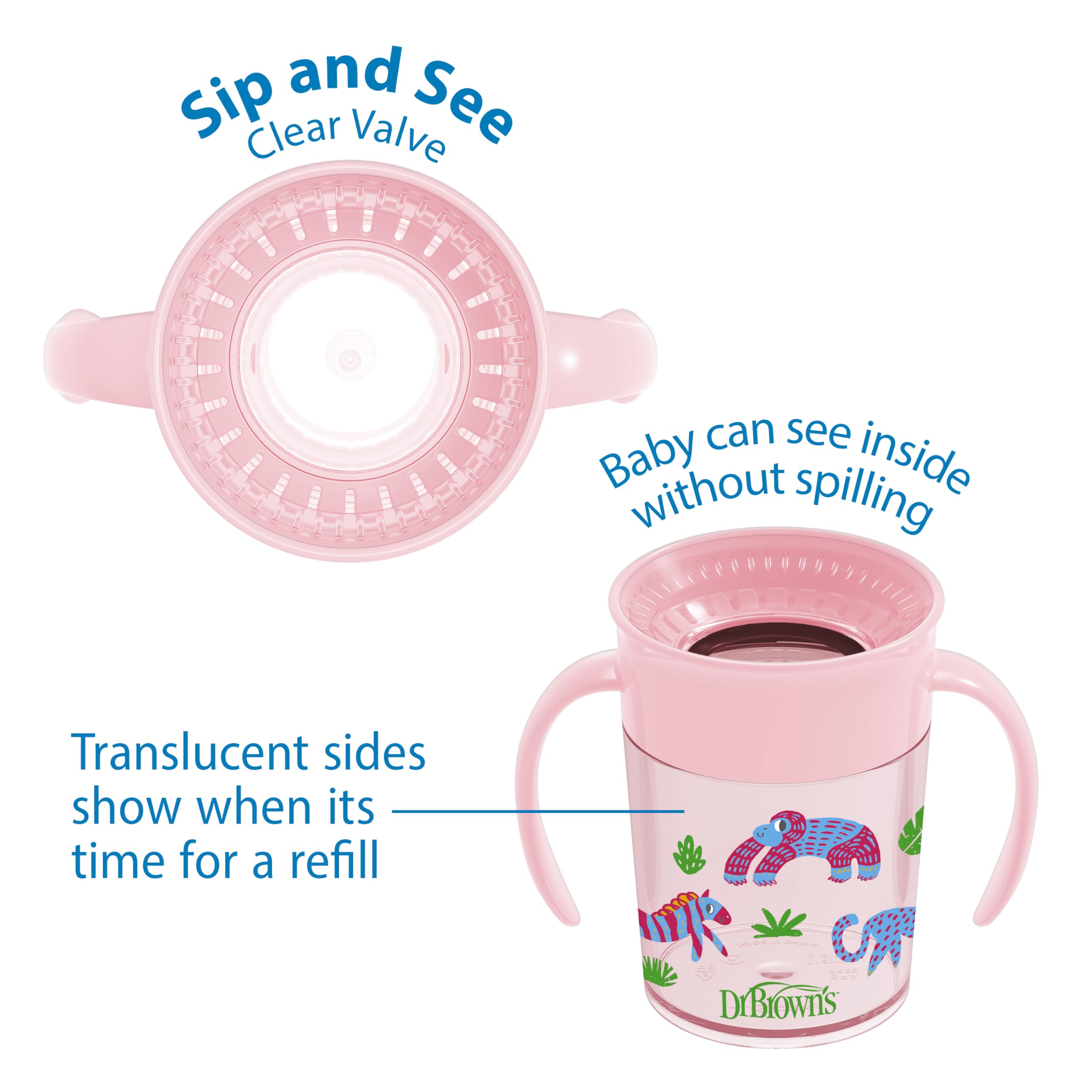 Dr Brown’s Milestones Cheers360 Cup, Pink, 7 oz