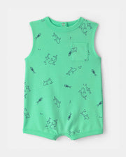 Baby Boy Shark Sleeveless Romper
- Green