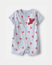 Baby Boy Lobster Short-Sleeve Romper - Blue