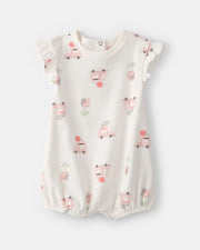 Baby Girl Ice Cream Truck Short-Sleeve Romper - White