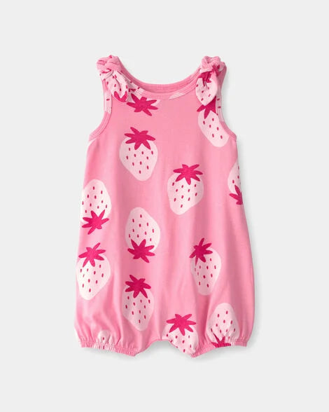 Baby Girl Strawberry Sleeveless- Pink